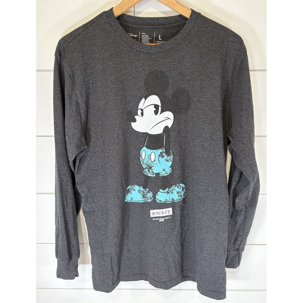 Neff Men's Women's Mickey Mouse Too Many People Grow Up Long Sleeve Grey Shirt L